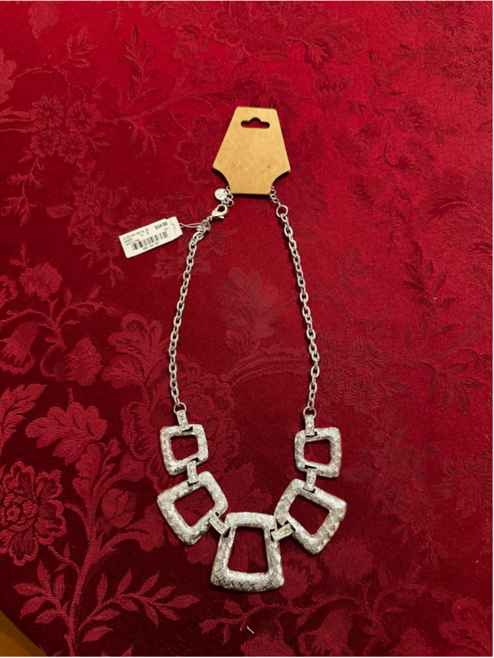 Alfani Silver Tone Square Link Statement Necklace - Picture 1 of 3